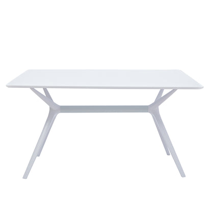 47" White Wood and Heavy Duty Plastic Trestle Base Dining Table