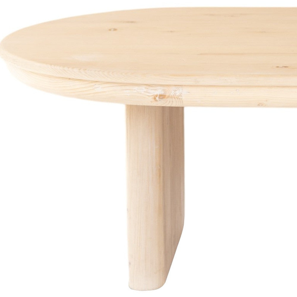 54" Natural Solid Wood Oval Solid Coffee Table