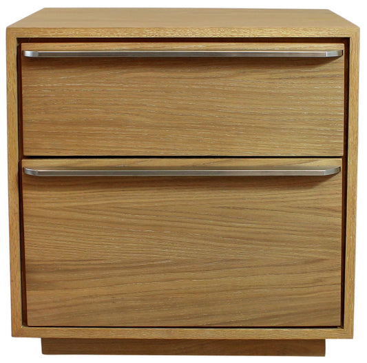 24" Natural Solid and Manufactured Wood Two Drawer Nightstand