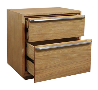 24" Natural Solid and Manufactured Wood Two Drawer Nightstand