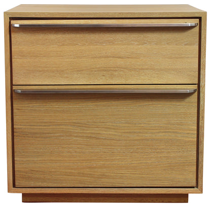 28" Natural Solid and Manufactured Wood Two Drawer Nightstand