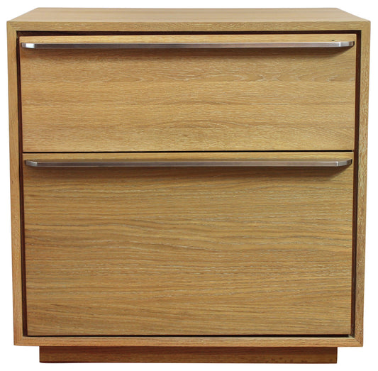 28" Natural Solid and Manufactured Wood Two Drawer Nightstand