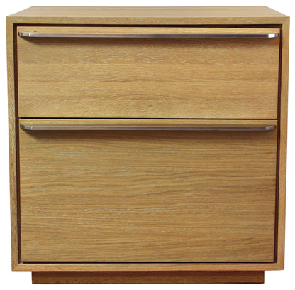 28" Natural Solid and Manufactured Wood Two Drawer Nightstand