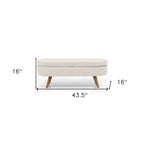 44" Beige and Brown Linen Upholstered Storage Bench with Flip Top
