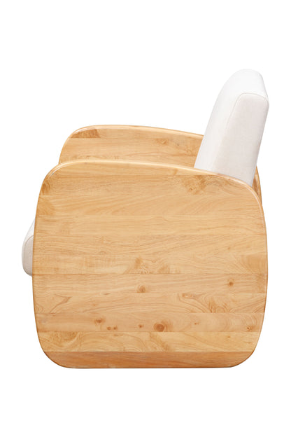 29" White And Natural Linen Arm Chair