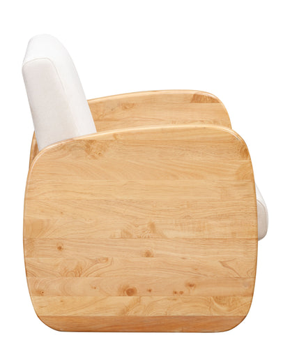 29" White And Natural Linen Arm Chair