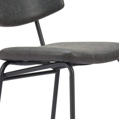 Set of Two 30" Black Faux Leather and Steel Low Back Bar Height Bar Chairs