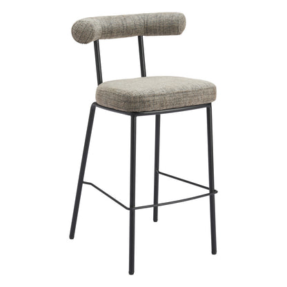 30" Green and Black Chenille and Steel Low Back Bar Height Bar Chair