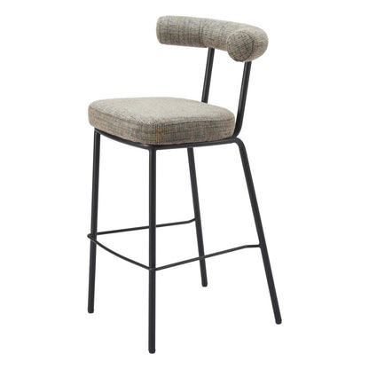 30" Green and Black Chenille and Steel Low Back Bar Height Bar Chair