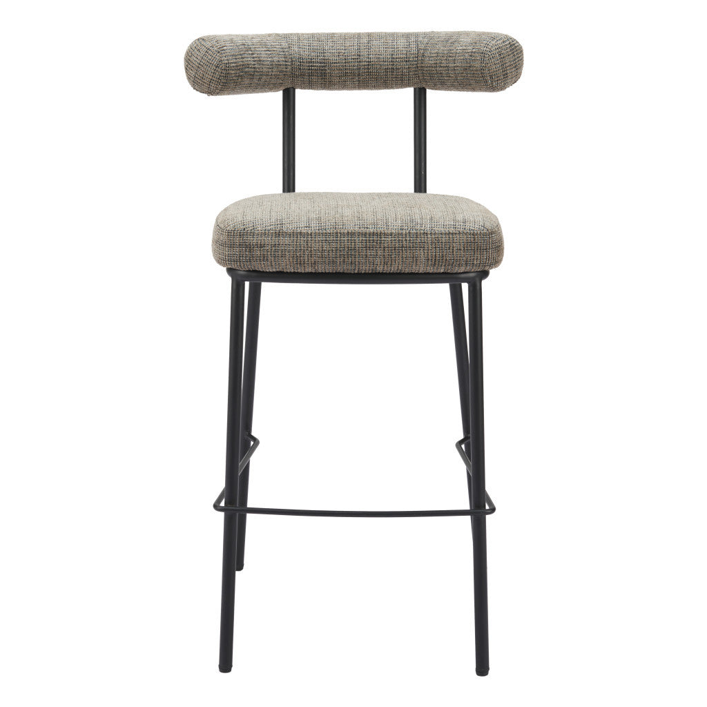 30" Green and Black Chenille and Steel Low Back Bar Height Bar Chair