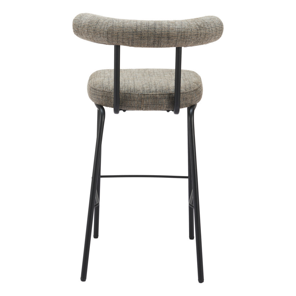 30" Green and Black Chenille and Steel Low Back Bar Height Bar Chair