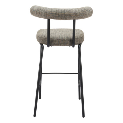 30" Green and Black Chenille and Steel Low Back Bar Height Bar Chair