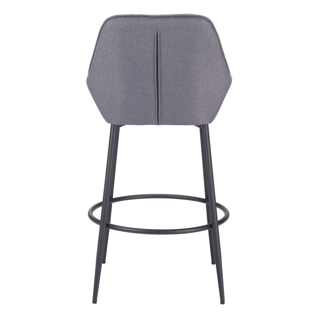 Set of Two 30" Gray And Black Fabric And Steel Bar Height Bar Chairs