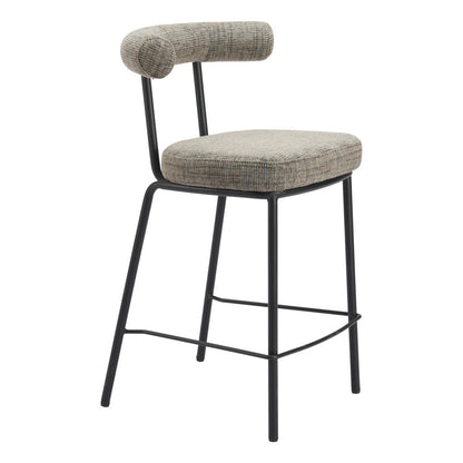 26" Green and Black Chenille and Steel Low Back Counter Height Bar Chair