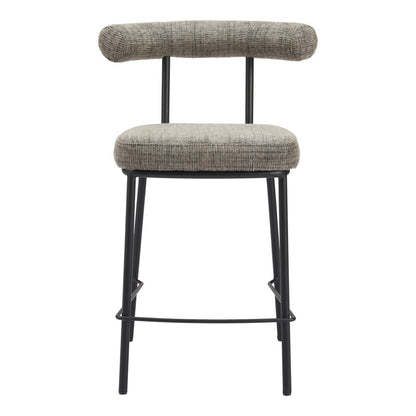 26" Green and Black Chenille and Steel Low Back Counter Height Bar Chair
