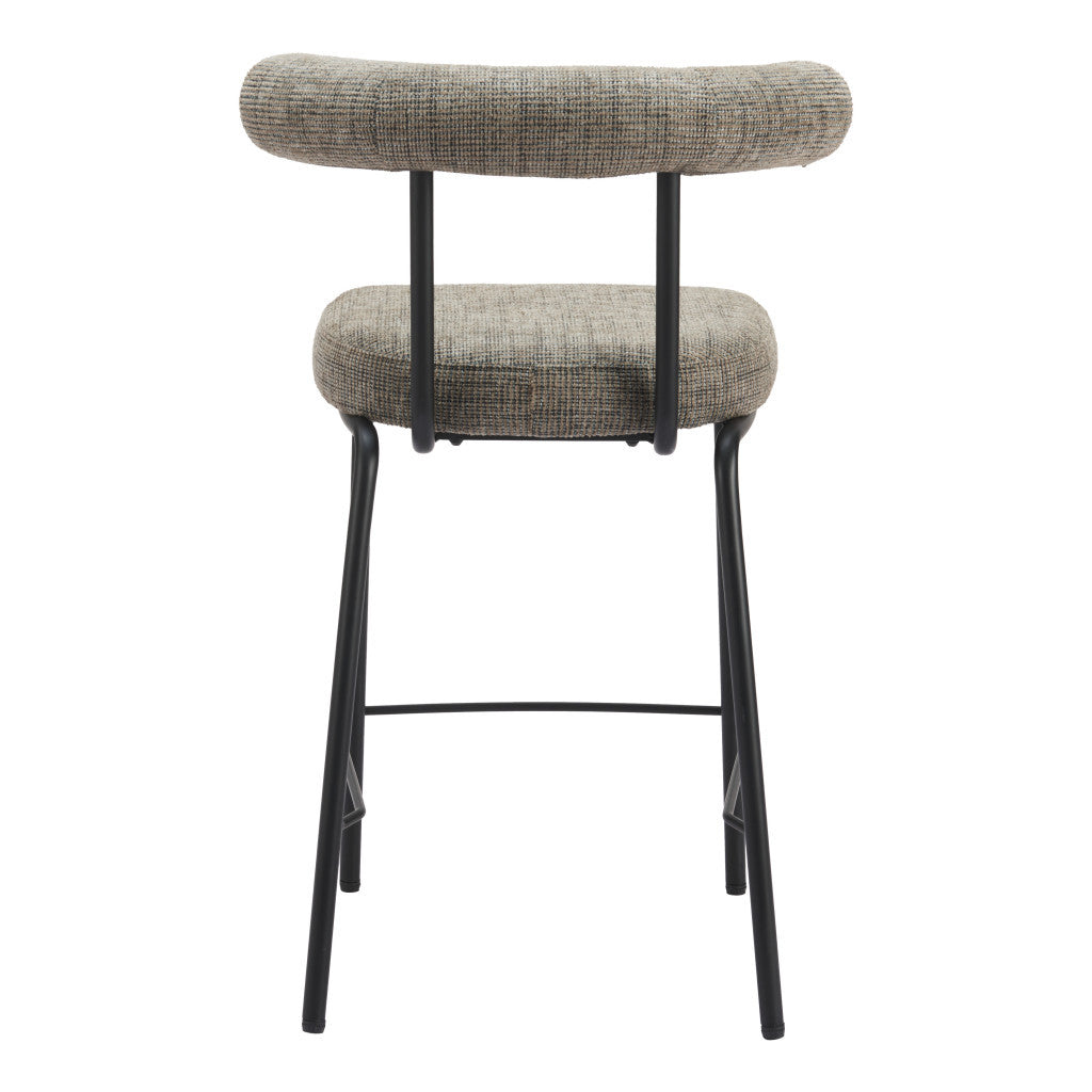 26" Green and Black Chenille and Steel Low Back Counter Height Bar Chair