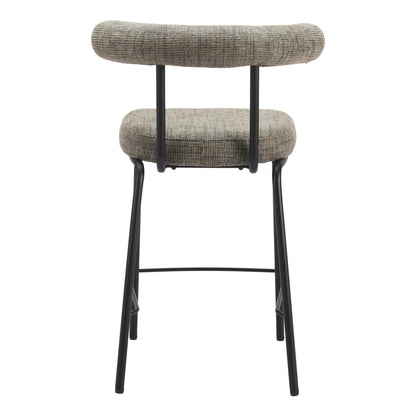 26" Green and Black Chenille and Steel Low Back Counter Height Bar Chair