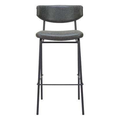Set of Two 26" Black Faux Leather and Steel Low Back Counter Height Bar Chairs