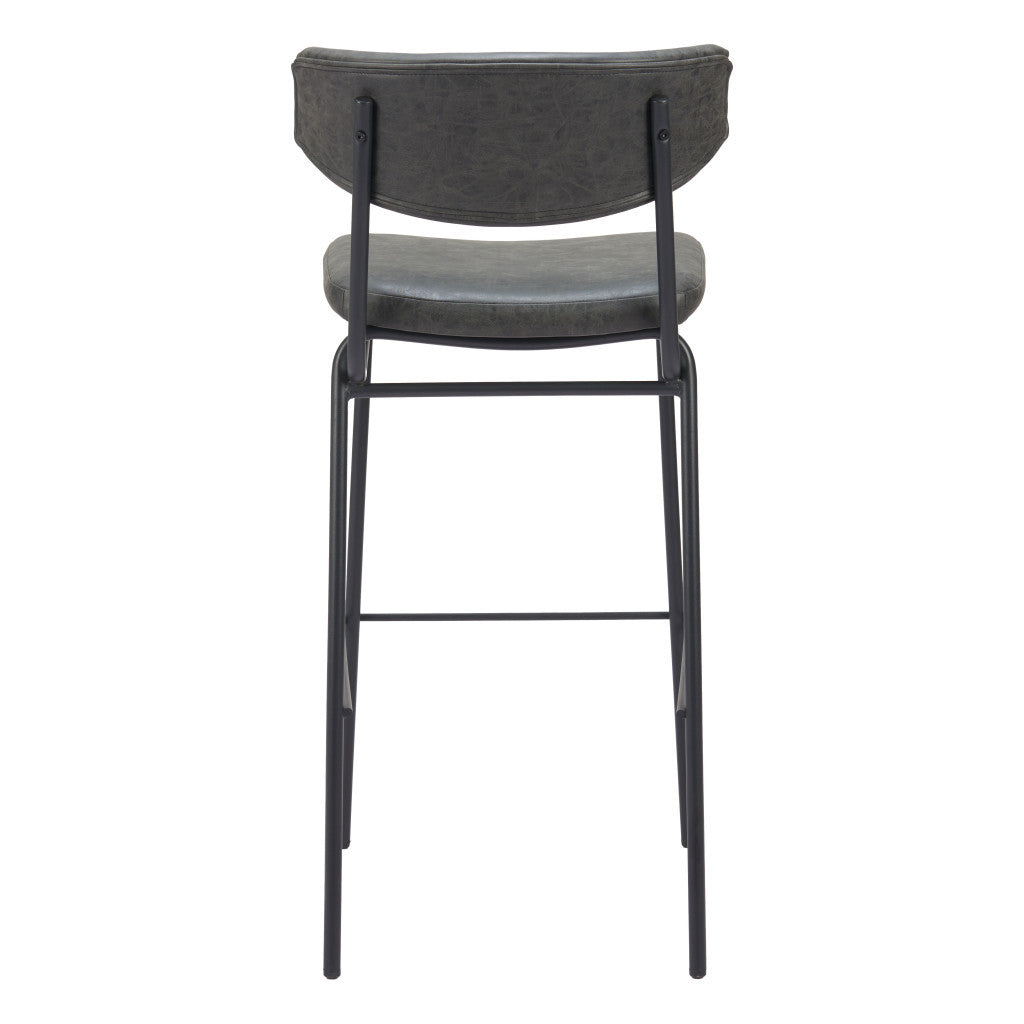 Set of Two 26" Black Faux Leather and Steel Low Back Counter Height Bar Chairs