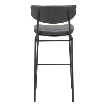 Set of Two 26" Black Faux Leather and Steel Low Back Counter Height Bar Chairs
