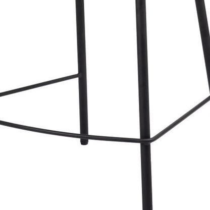 26" Ivory and Black Shearling and Steel Counter Height Bar Chair