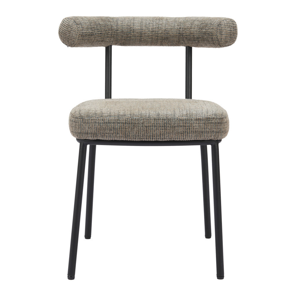 Set of Two Green and Black Upholstered Chenille Open Back Dining Side Chairs
