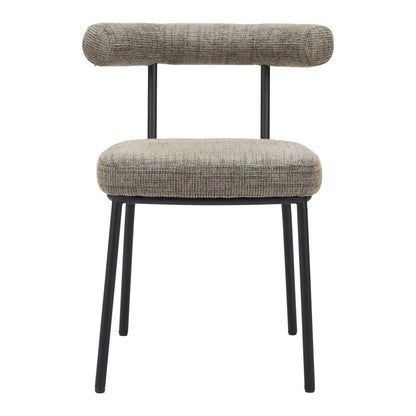 Set of Two Green and Black Upholstered Chenille Open Back Dining Side Chairs