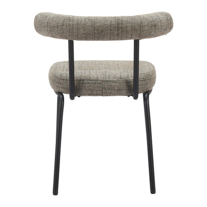 Set of Two Green and Black Upholstered Chenille Open Back Dining Side Chairs