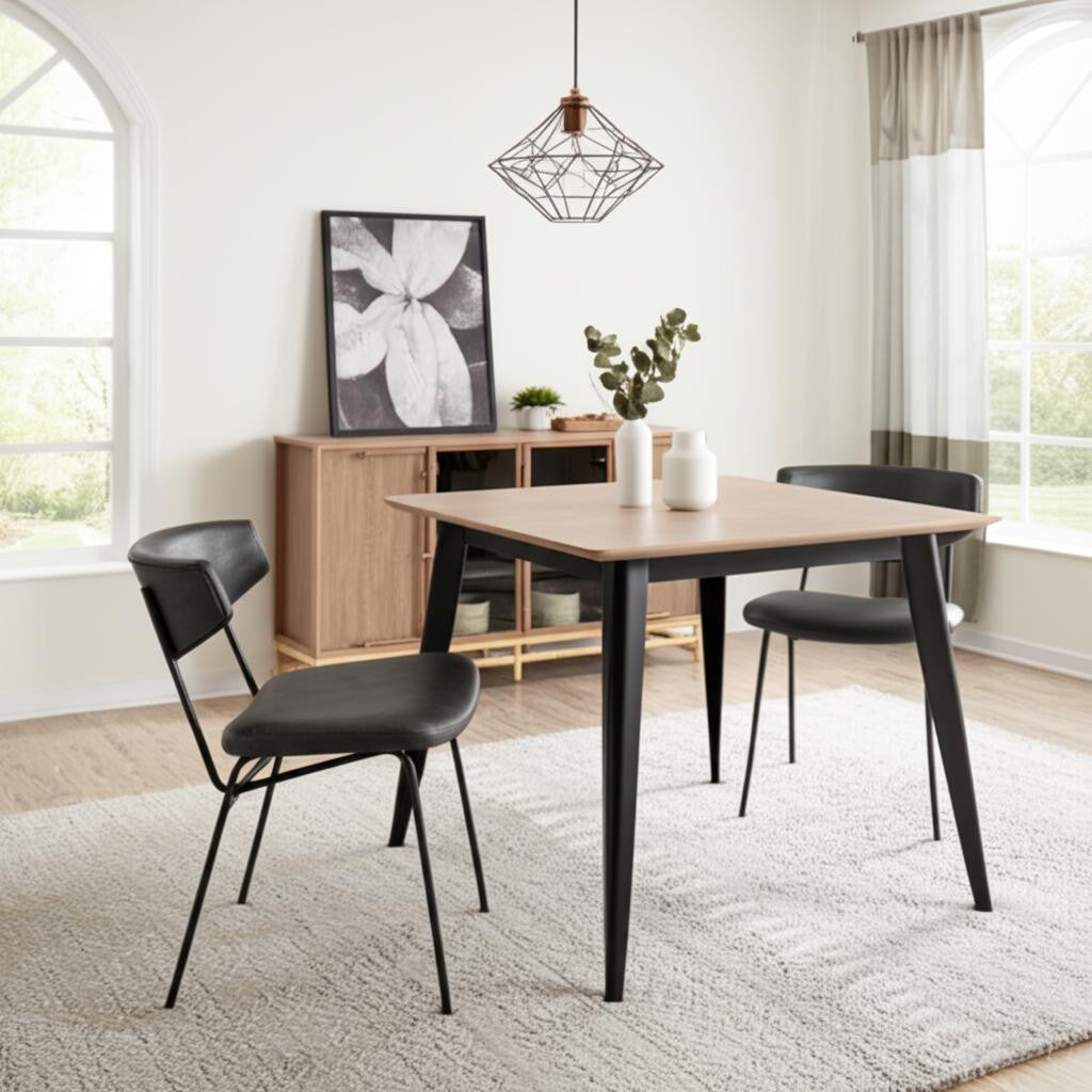 Set of Two Gray and Black Upholstered Faux Leather Open Back Dining Side Chairs