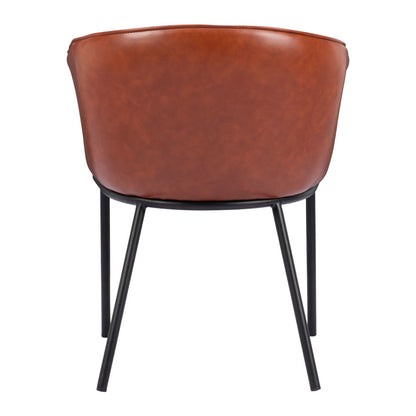 Brown and Black Upholstered Faux Leather Dining Arm Chair