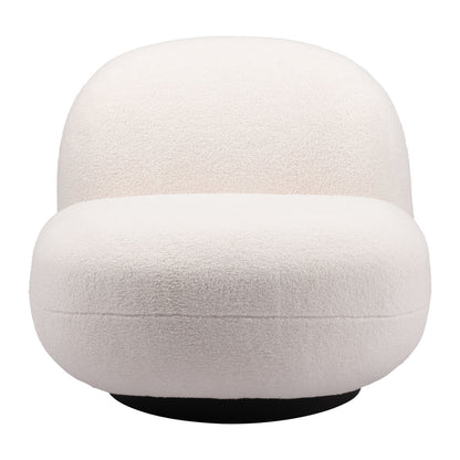30" Cream And Black Faux Shearling And Upholstered Slipper Chair