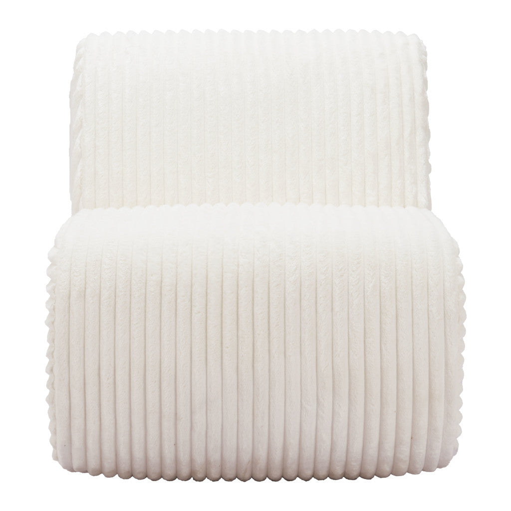 26" White Corduroy And Upholstered Lounge Chair