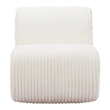 26" White Corduroy And Upholstered Lounge Chair