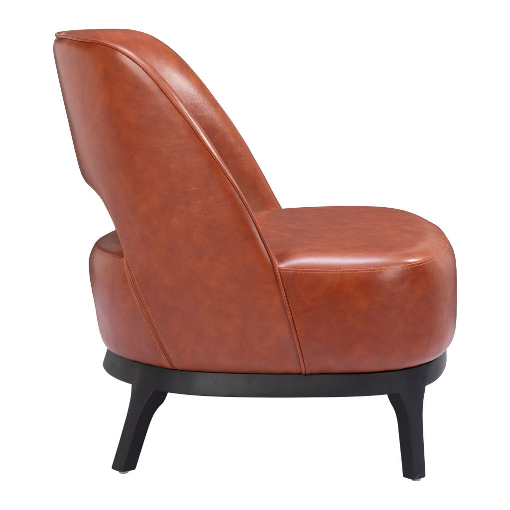 26" Brown And Black Faux Leather And Faux Leather Lounge Chair