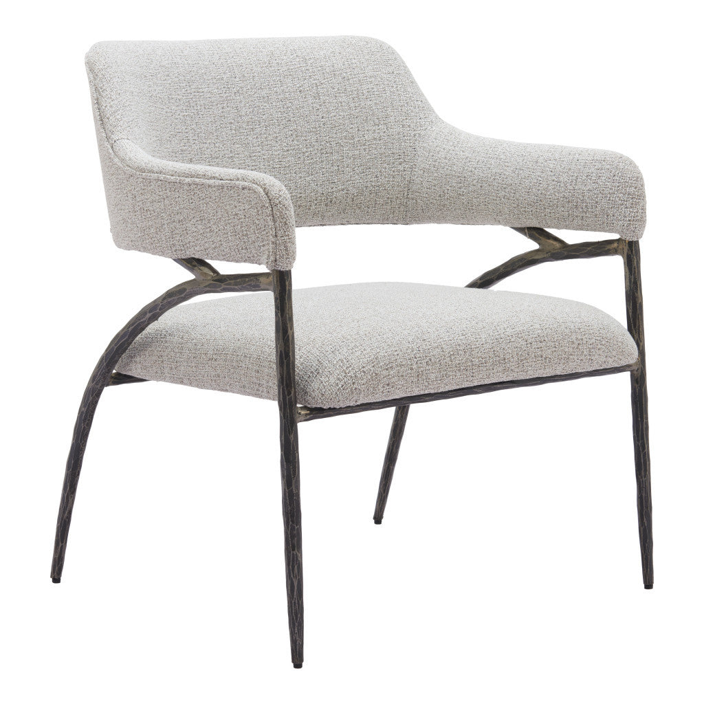 28" Gray And Black Upholstered Arm Chair