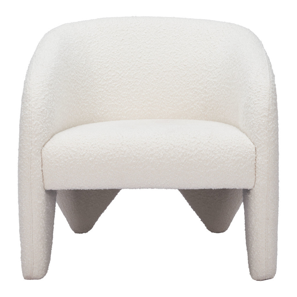30" White Faux Shearling And Upholstered Arm Chair