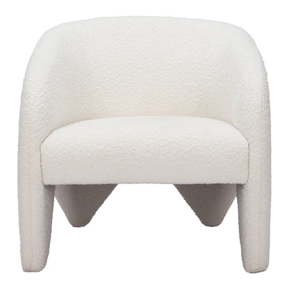 30" White Faux Shearling And Upholstered Arm Chair