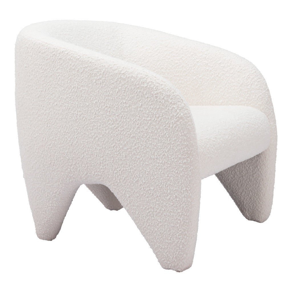 30" White Faux Shearling And Upholstered Arm Chair