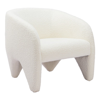 30" White Faux Shearling And Upholstered Arm Chair