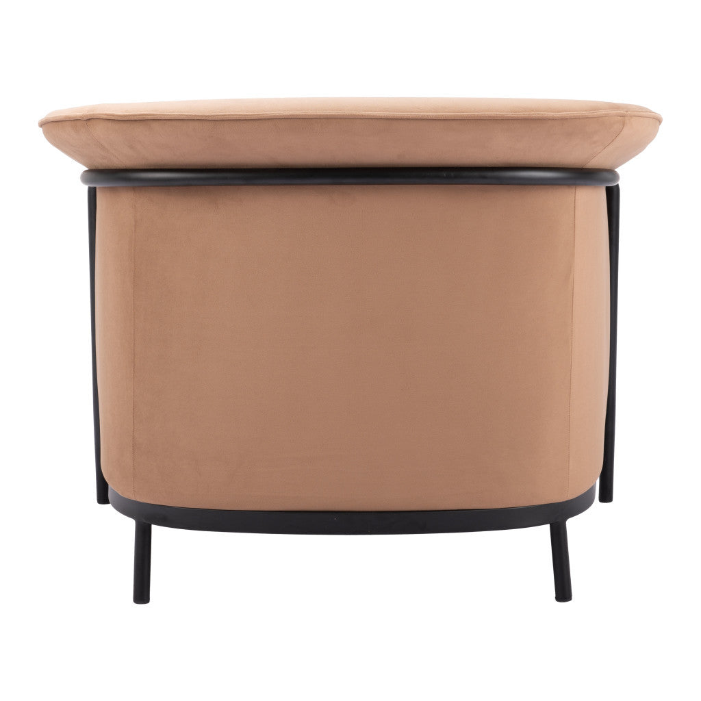 35" Tan And Black Upholstered Arm Chair