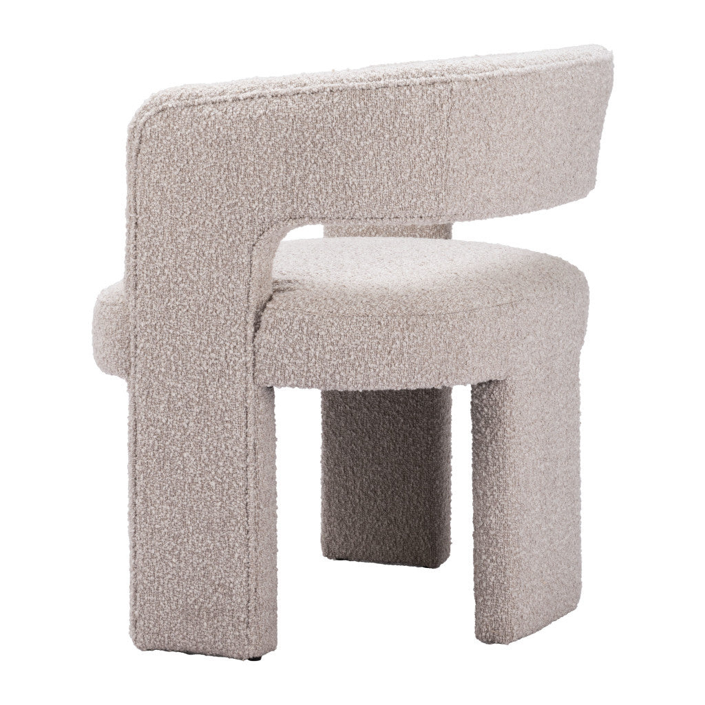 27" Beige Faux Shearling And Upholstered Arm Chair