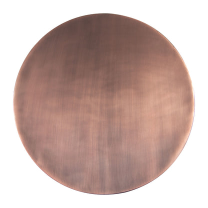 20" Bronze and Brown Iron and Solid Wood Round Pedestal End Table