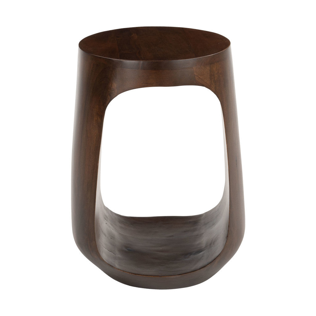 18" Walnut Solid Wood Round Pedestal End Table