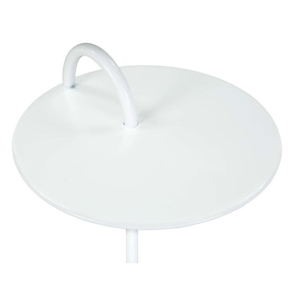 25" White Iron And Marble Round Pedestal End Table