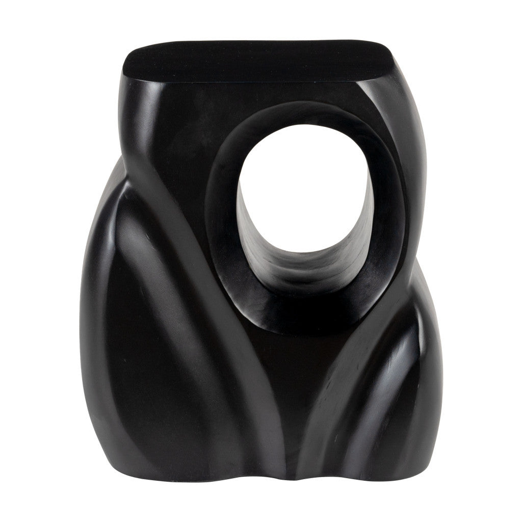 16" Black Solid Wood Figurine End Table