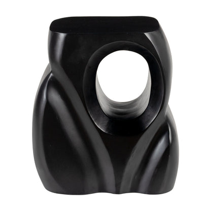 16" Black Solid Wood Figurine End Table