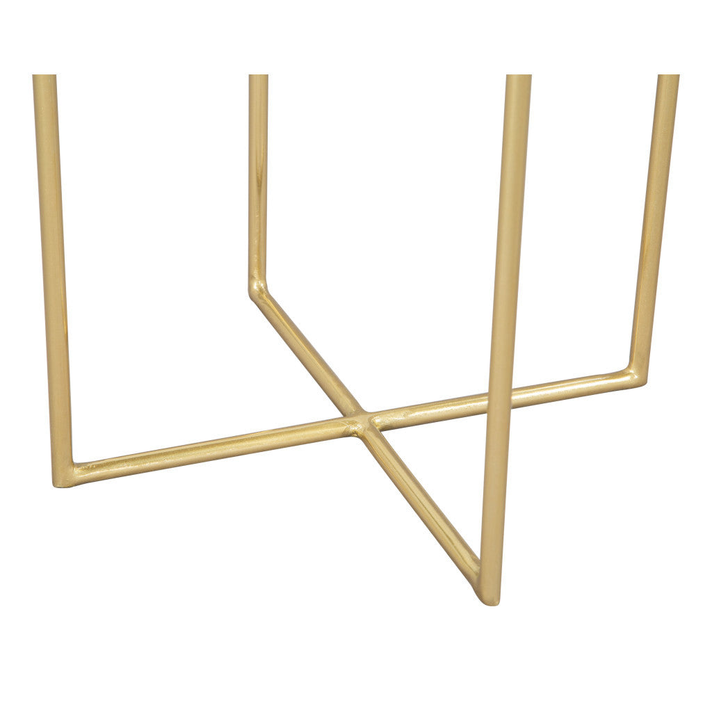 21" Gold Aluminum And Iron Cross Legs End Table