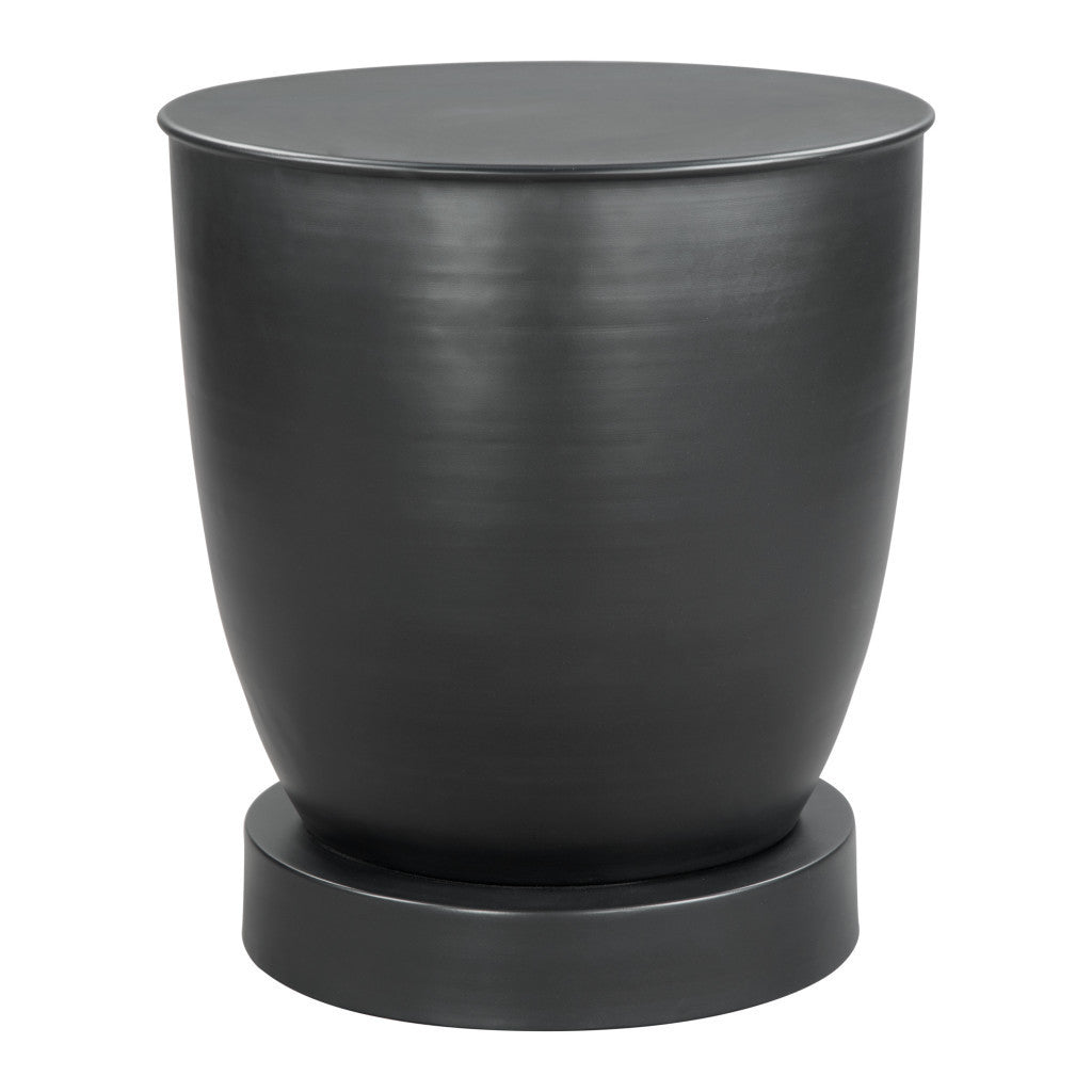 20" Black Iron Round Pedestal End Table