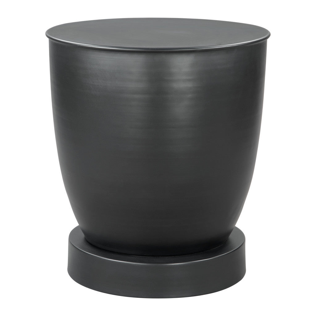 20" Black Iron Round Pedestal End Table