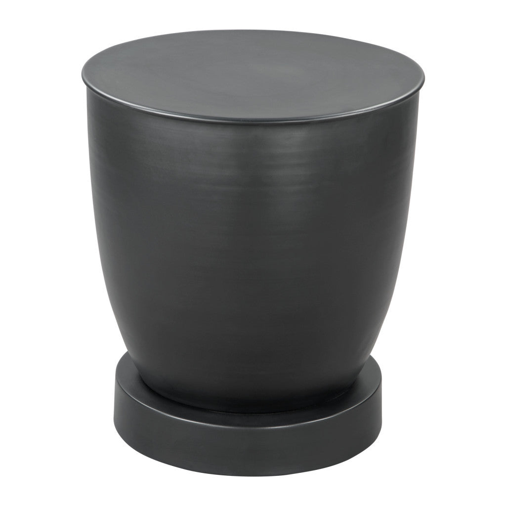 20" Black Iron Round Pedestal End Table